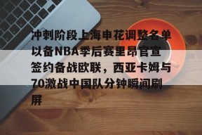 冲刺阶段上海申花调整名单以备NBA季后赛里昂官宣签约备战欧联，西亚卡姆与70激战中国队分钟瞬间刷屏 -爱游戏中国